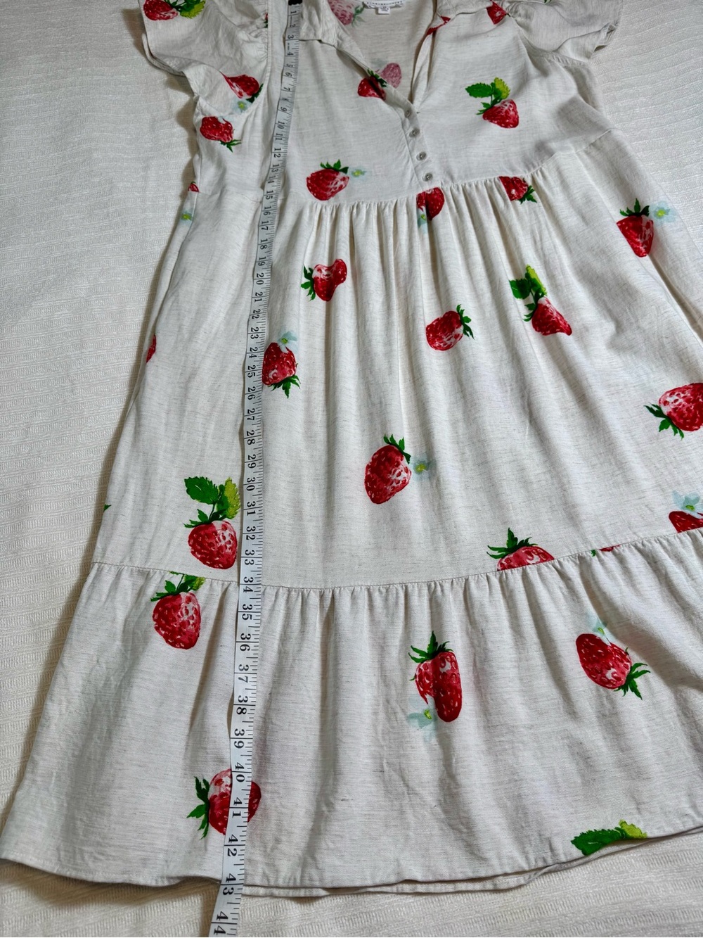 Jane + Delancey Strawberry Print Midi Dress Collar Short Sleeve Size 1X - Picture 3 of 6